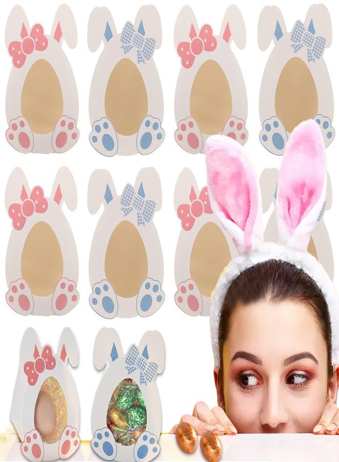 بيسماهير علب حلوى بيض عيد الفصح من BASEMMAHER، 10 قطع، كرتون على شكل أرنب بنافذة، علب تخزين ورقية لعيد الربيع، أكياس لحفظ الشوكولاتة والبسكويت والحلويات، لوازم حفلات الربيع - Image 1